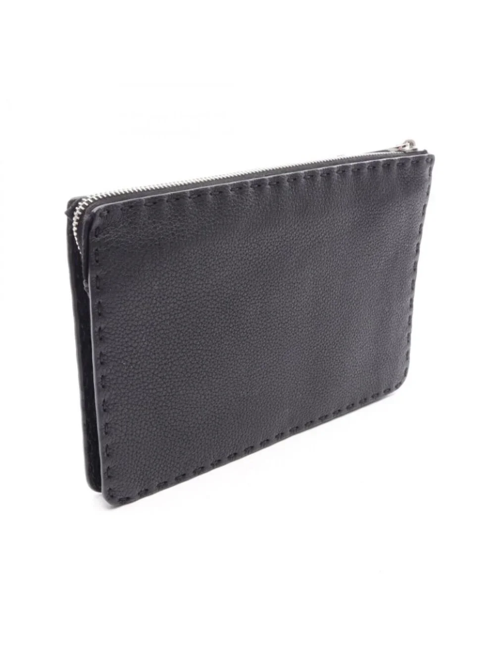 Fendi Clutch Selleria Slim Black Leather